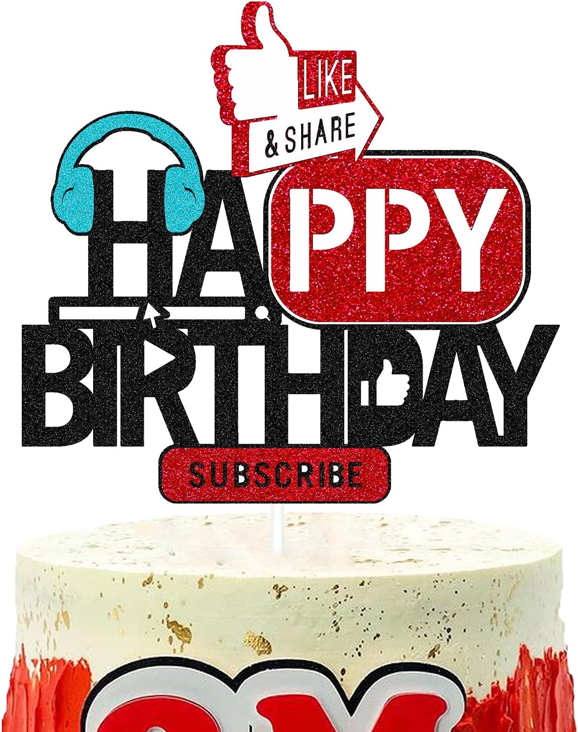 Playing Social Media Cake Topper Film Birthday Cake Deocration Movie Video Bday Party Decor Camera Movies Theater Cinema Theme Happy Bday Event Celebration Decor for Boys Girls Anniversary