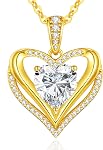 CDE 18K Gold Plated Moissanite Infinity Necklace Engraved I LOVE YOU | S925 Silver Heart 1-3CT Moissanite Pendant,Non Tarnish,Hypoallergenic,Anniversary Birthday Gifts for Women Wife Girlfriend