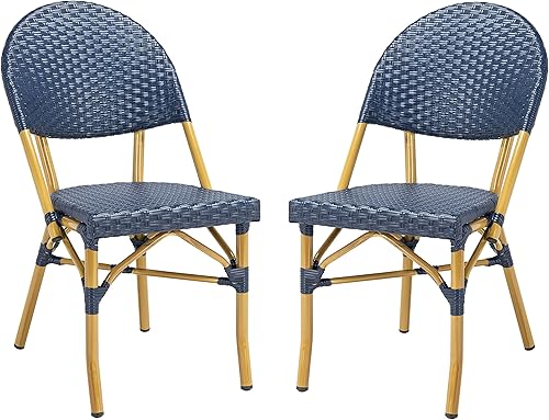 Miniatura 4 de Safavieh FOX5203D-SET2 Barrow - Silla de ratán para exteriores, color azul marino (juego de 2) sillón, 0