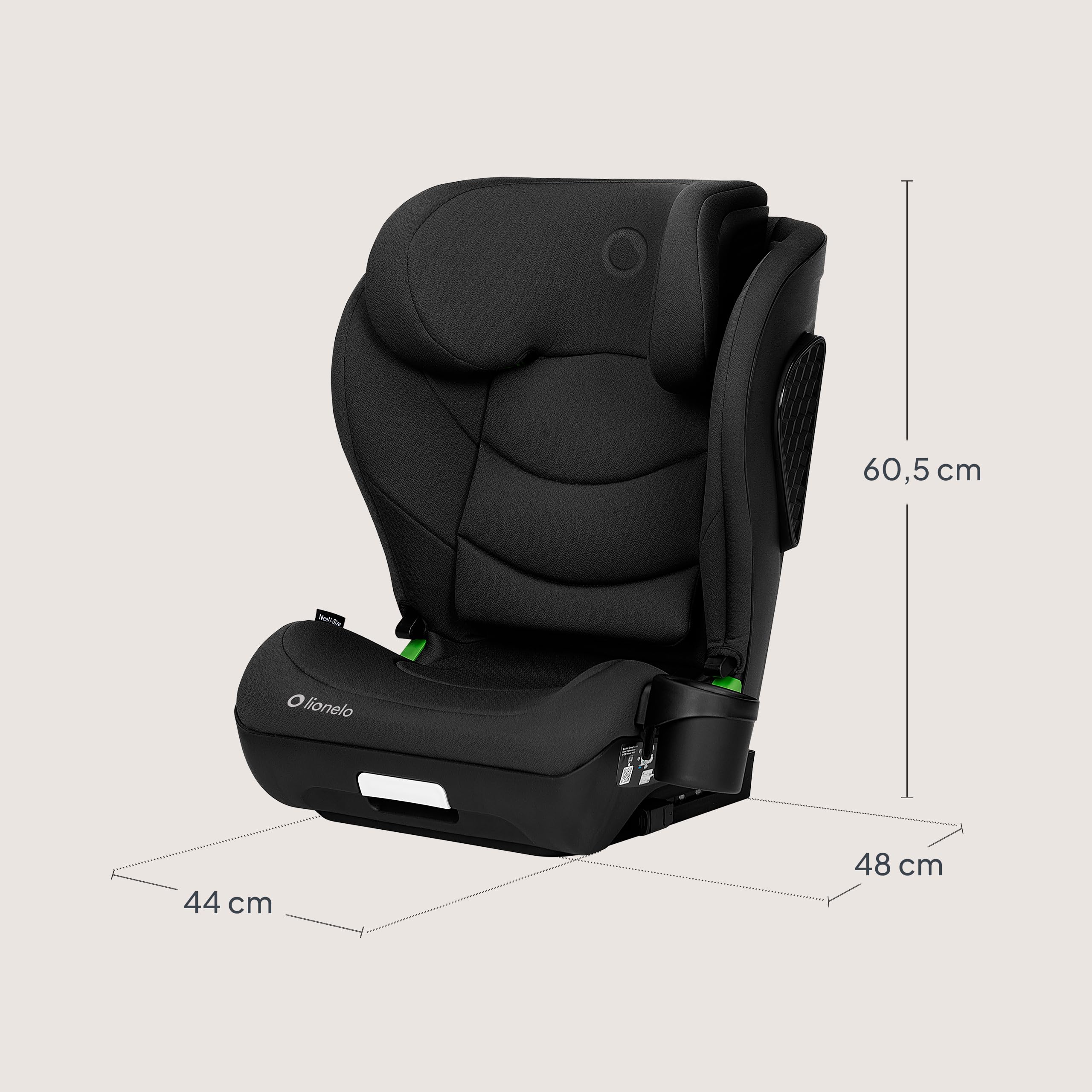 LIONELO NEAL I-SIZE Kindersitz, Gruppe 2 3, von 100-150 cm | Von ca. 3 bis 12 Jahren Befestigung ISOFIX oder ohne Gurte Verstellbare Kopfstütze Seitenschutz Armlehnen Standard R129