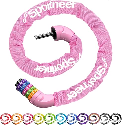 Miniatura 21 de Sportneer Cerradura de bicicleta: combinación de 5 dígitos, cerradura de cadena de bicicleta antirrobo de alta seguridad - 0.98/1.1/1.2 metros de