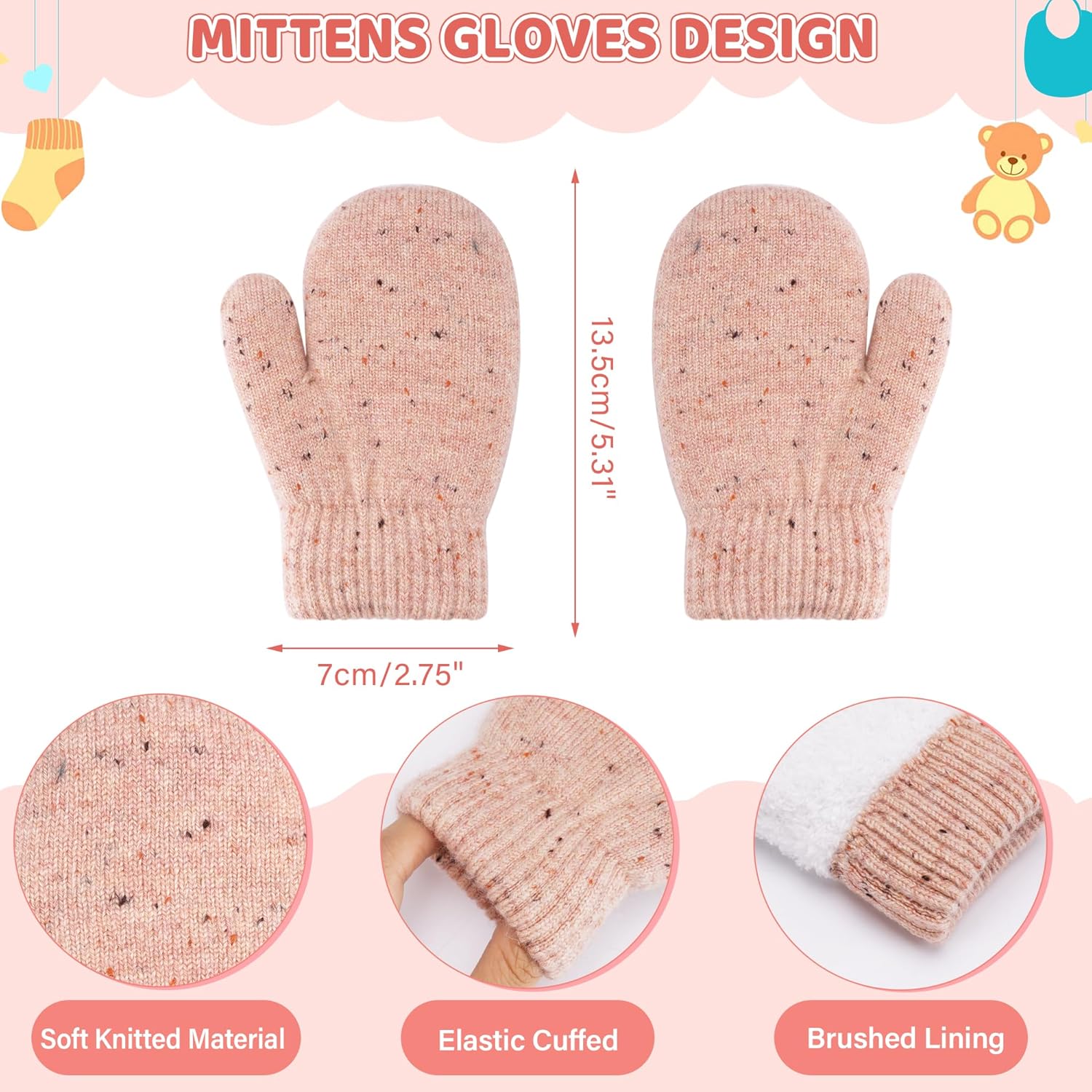 Toddler Kids Winter Hats Gloves Scarfs Beanie Mittens Neck Warmer for 0 6 12 Months 1 2 3 4-8 Year Old Baby Girls Boys Gifts - Image 3