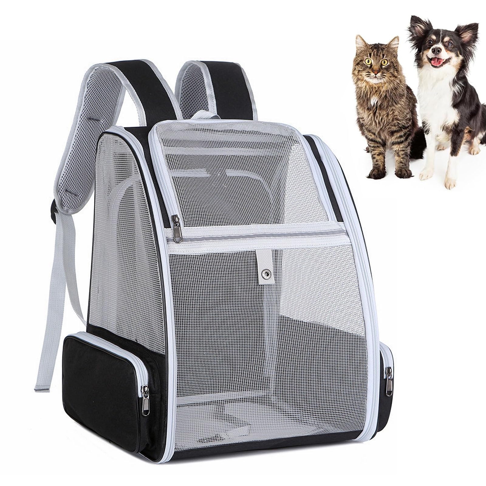 Mochila para Gatos y Perros, Mochila para Mascotas, Mochila para Gatos con Cuerda de Seguridad Interior, Mochila Transpirable para Mascotas, Mochila Gatos Transporte, para Gatos y Perros Pequeños