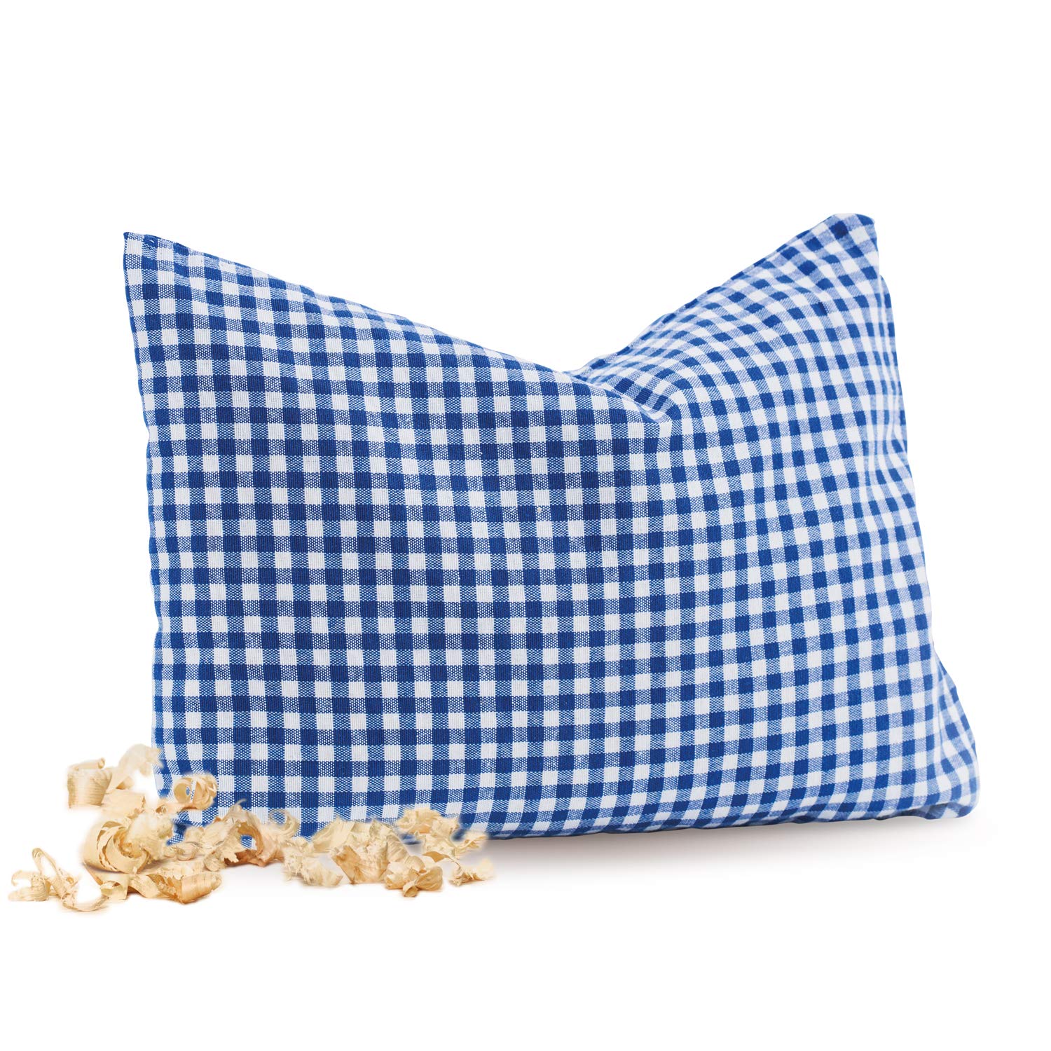 Zirben Familie - Conocido en el comercio especializado y la hostelería • Cojín de pino a cuadros azules • Cojín decorativo suave y aromático de 30 x 20 cm • Cojín decorativo relleno