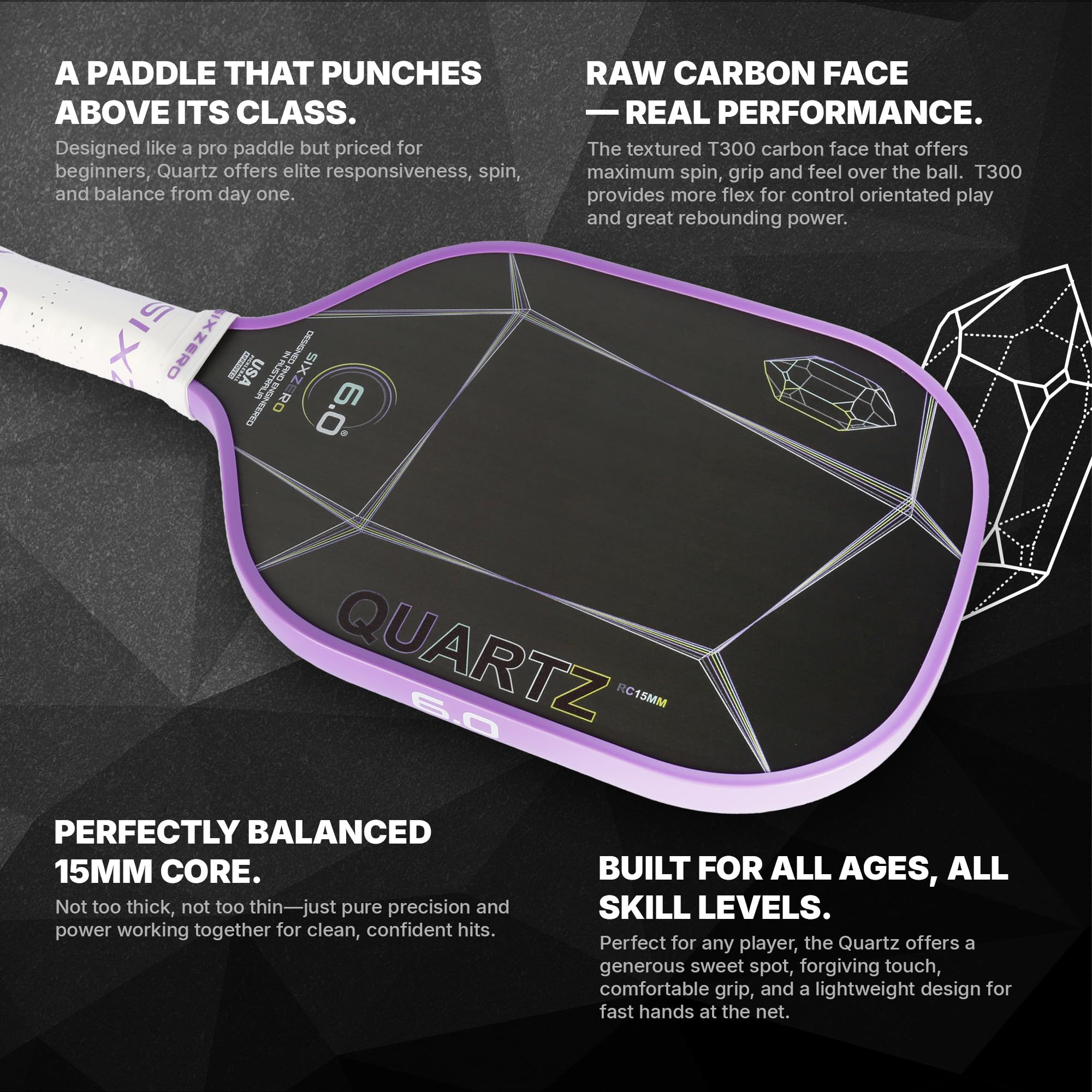 Amazon.co.jp: Six Zero Quartz ピックルボールパドル - お手頃価格