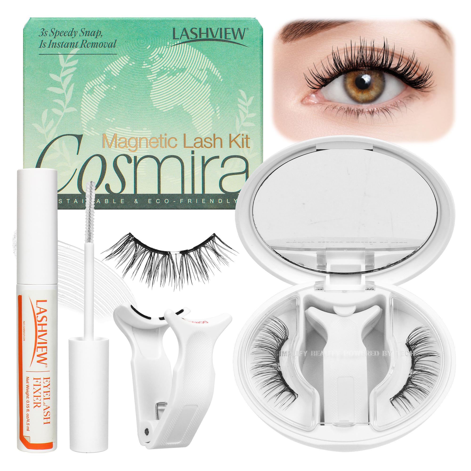 LASHVIEW Weiche, magnetische Wimpern mit Applikator, wiederverwendbar, weich, magnetisch, natürliches Aussehen, kein Kleber erforderlich, bequem und praktisch, tragbare All-in-One-Box (L14)