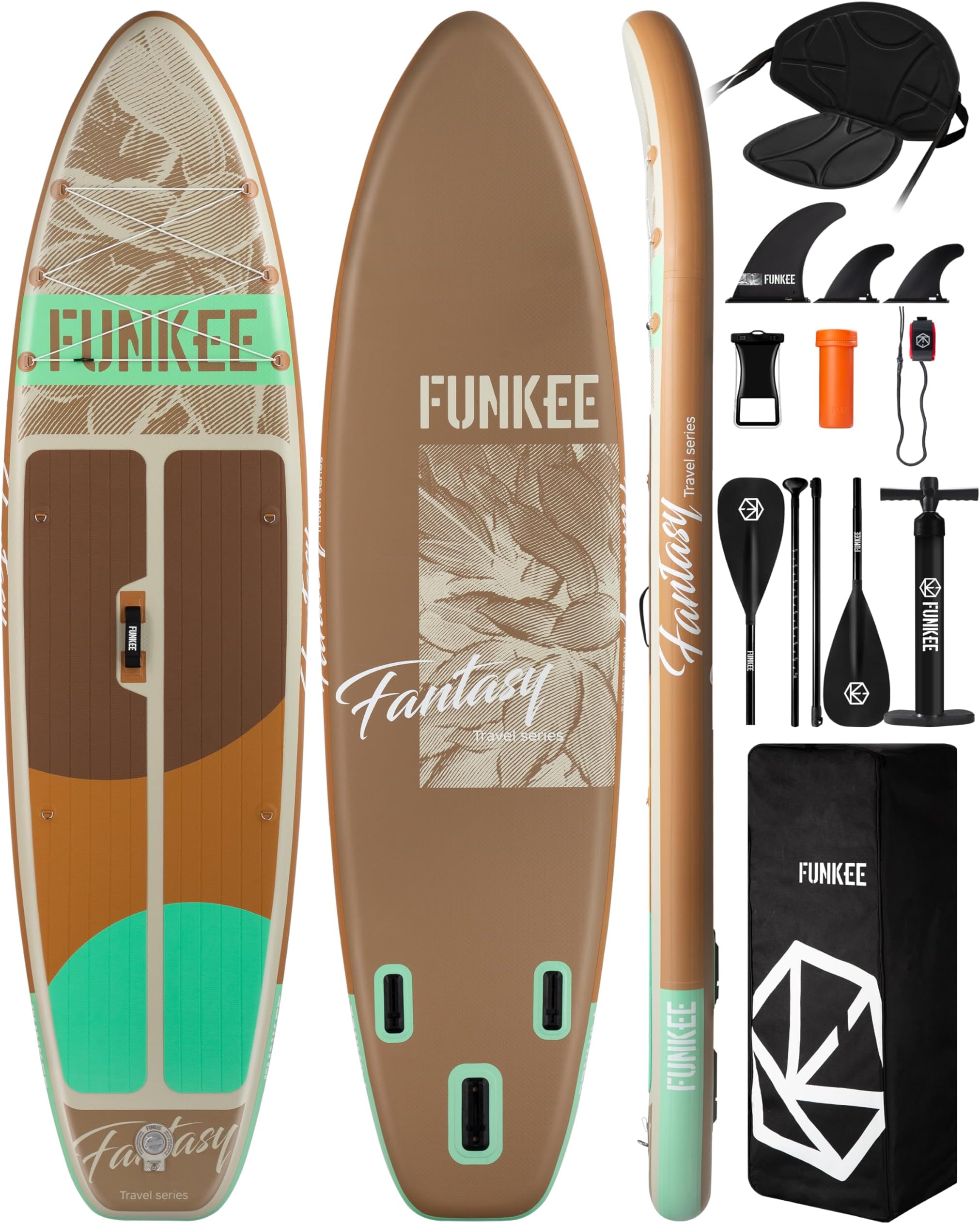 11’×34"×6" Extra Wide Inflatable Stand Up Paddle Board, Sup Board with Removable Fins, Backpack, Floating Paddle, Safety Leash, Floating Phone Case for Adults & Youth of All Skill Levels