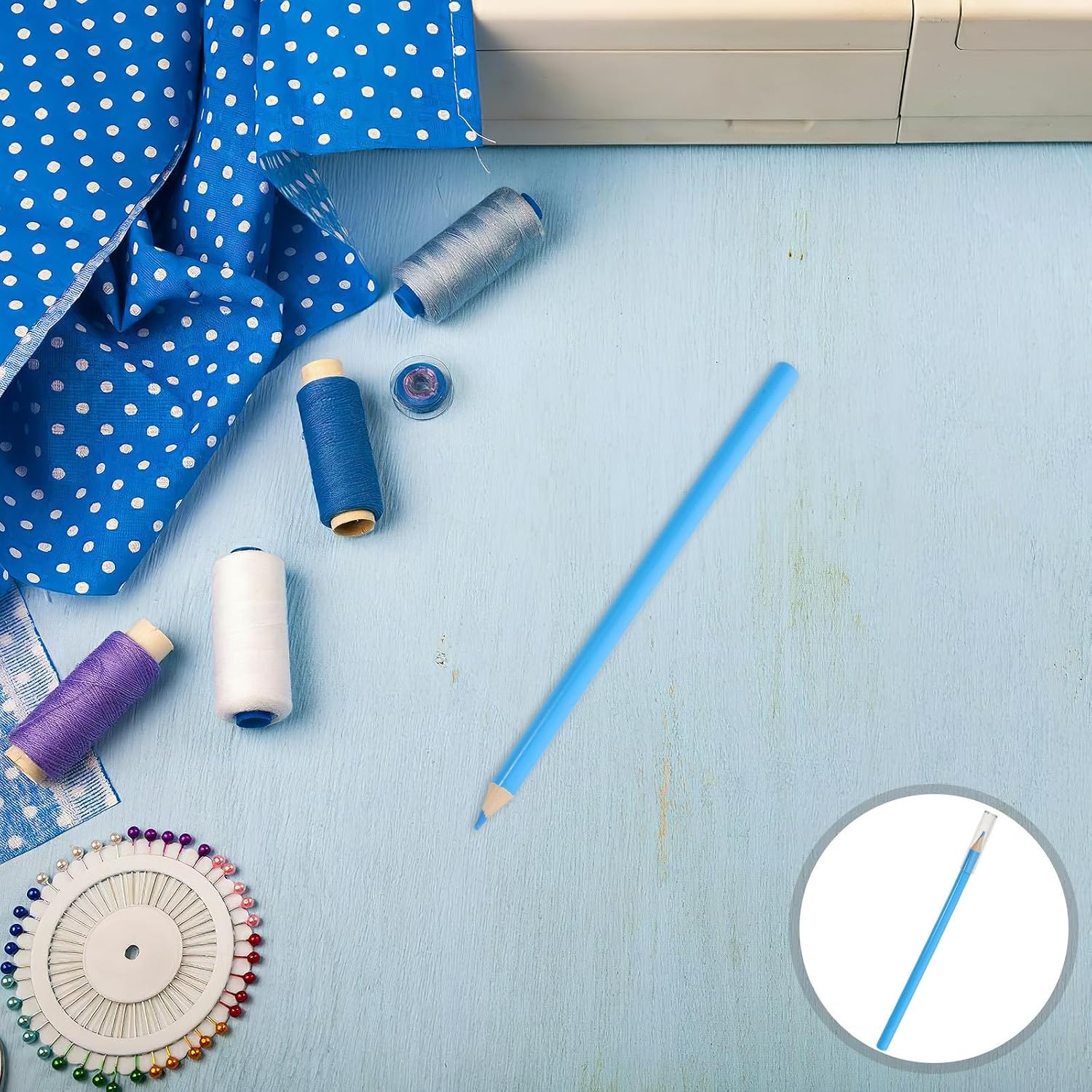 ibasenice 8pcs Sewing Pencils for Fabric with Reusable Disappearing Ink and Blue Color, Wood and Plastic Material, Reduce Hand Fatigue, for Quilting and Textile Projects, Dressmakers Marking
