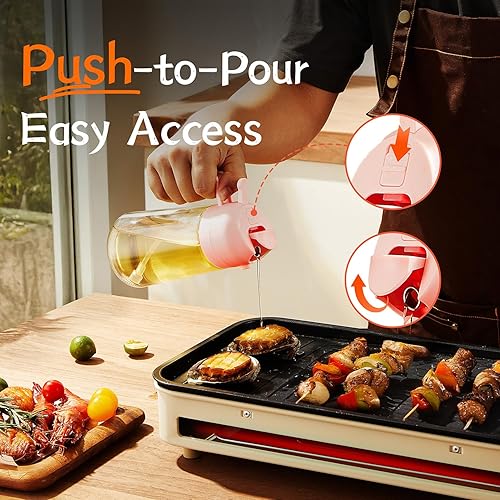 Miniatura 48 de TrendPlain Pulverizador de aceite de oliva de vidrio de 16 oz/15.9 fl oz para cocinar, botella dispensadora de aceite de oliva 2 en 1 para Negro