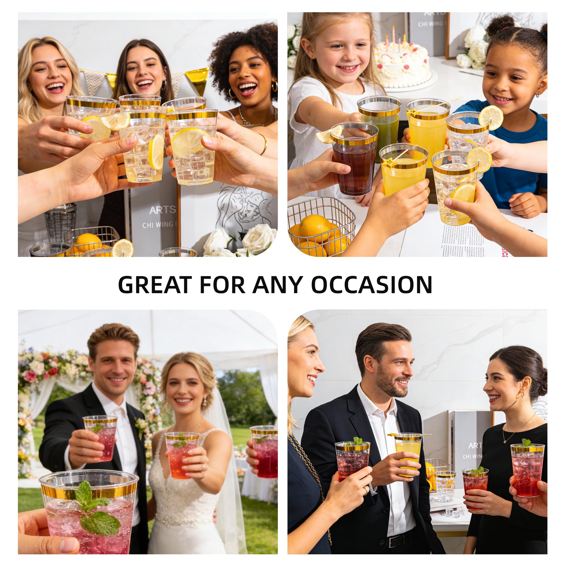 200 Pack 12 oz Gold Rimmed Disposable Plastic Cups for Party — Amazon image 7