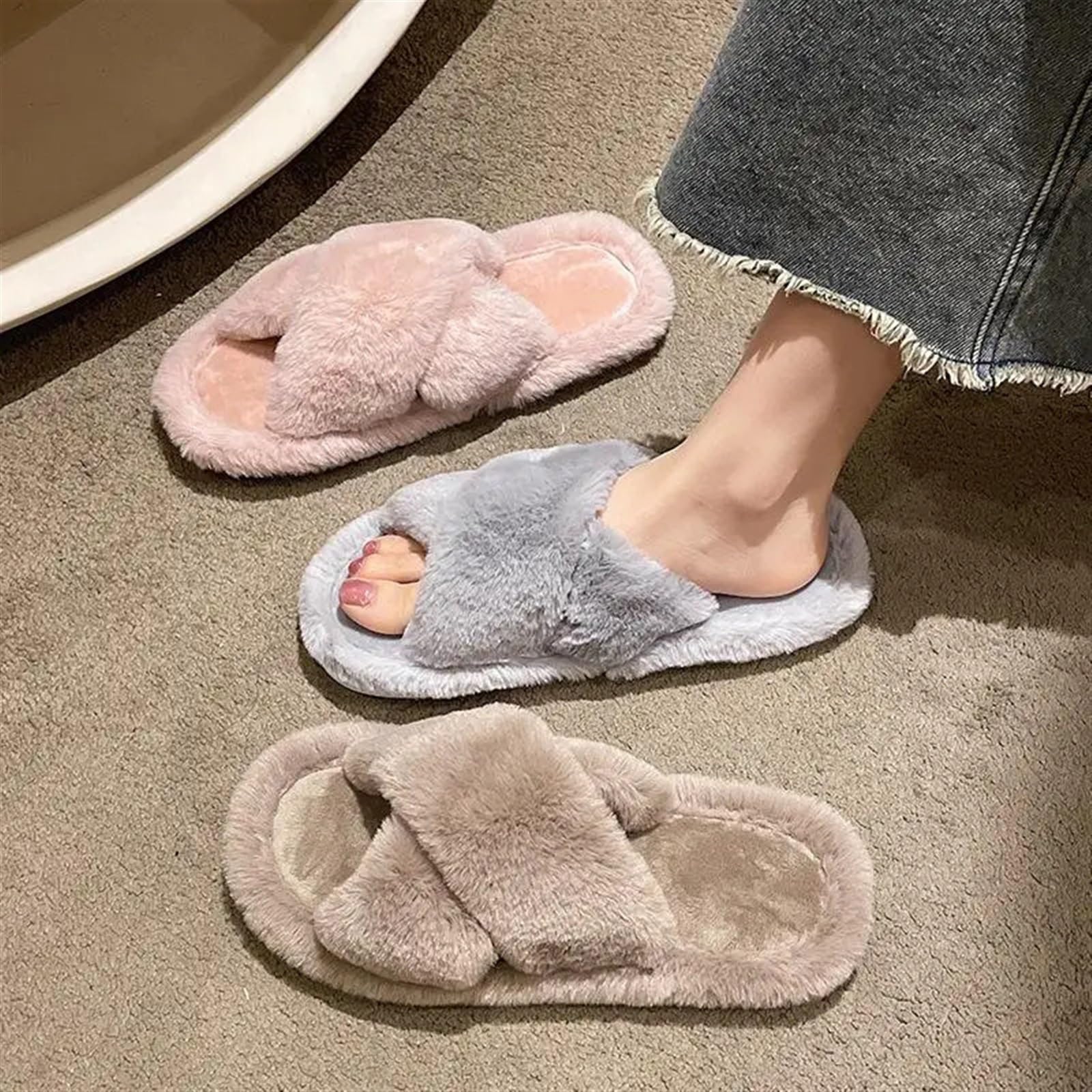 Zapatillas mullidas Informales for Mujer, Planos de casa, Plataforma de diseñador de Felpa, Zapatos de Invierno for niñas, Calzado Elegante y cálido a la Moda de hogar(Black,40-41)