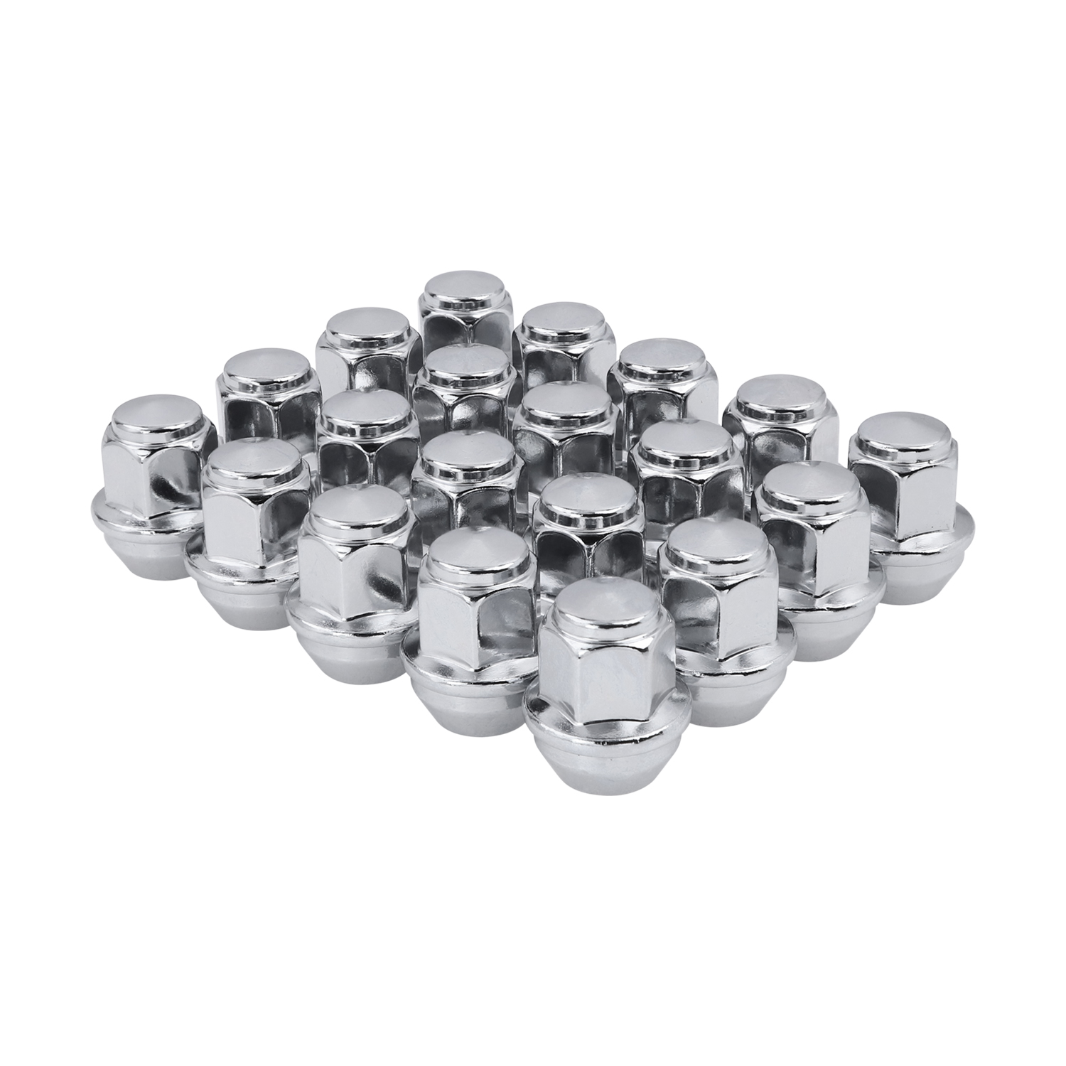 Image of 20PCS M12x1.5 Lug Nuts, Compatible with F-ord Escape Focus Fusion Fiesta EcoSport, Lincoln MKC MKZ, One-Piece Chrome OEM Factory Style Large Acorn Seat Lug Nuts