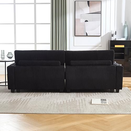 Miniatura 5 de Sofá modular tapizado de felpilla en forma de U, moderno, reversible, sofá de nube, sofá convertible para sala de estar, sofá cama con otomanas