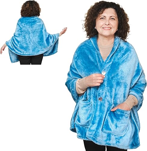 Miniatura 7 de Manta de forro polar, sin mangas, chal ligero y cálido, manta para envolver el mantón, manta de regazo, regalos para la abuela, regalos para el día