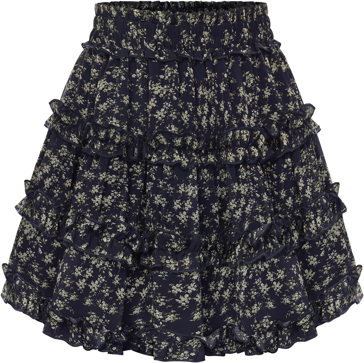Scarlet Darkness Floral Mini Skirt for Women 2026 Ruffle Tiered Skorts Summer Flowy Skirts with Pockets