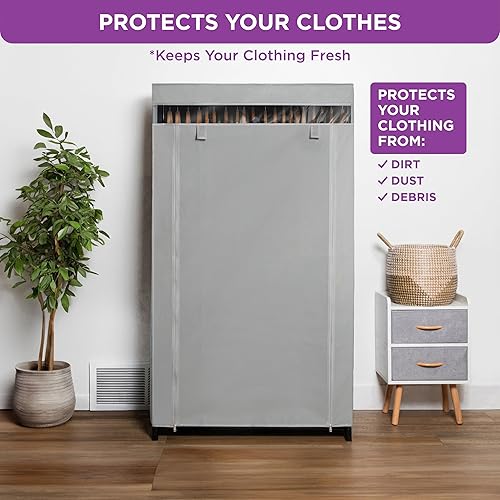 Miniatura 4 de HOLDN' STORAGE Armario Portátil - Capacidad de 50 Libras, Barra Interna de Metal Resistente, Cremallera y Ventana Transparente, Organizador de Ropa