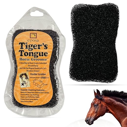 Epona Tiger’s Tongue Horse Groomer – Deep Cleaning Scrubber & Massager for Horses – Removes Dirt, Dried Sweat Marks & Dander – Gentle Grooming Tool for Body, Legs & White Markings