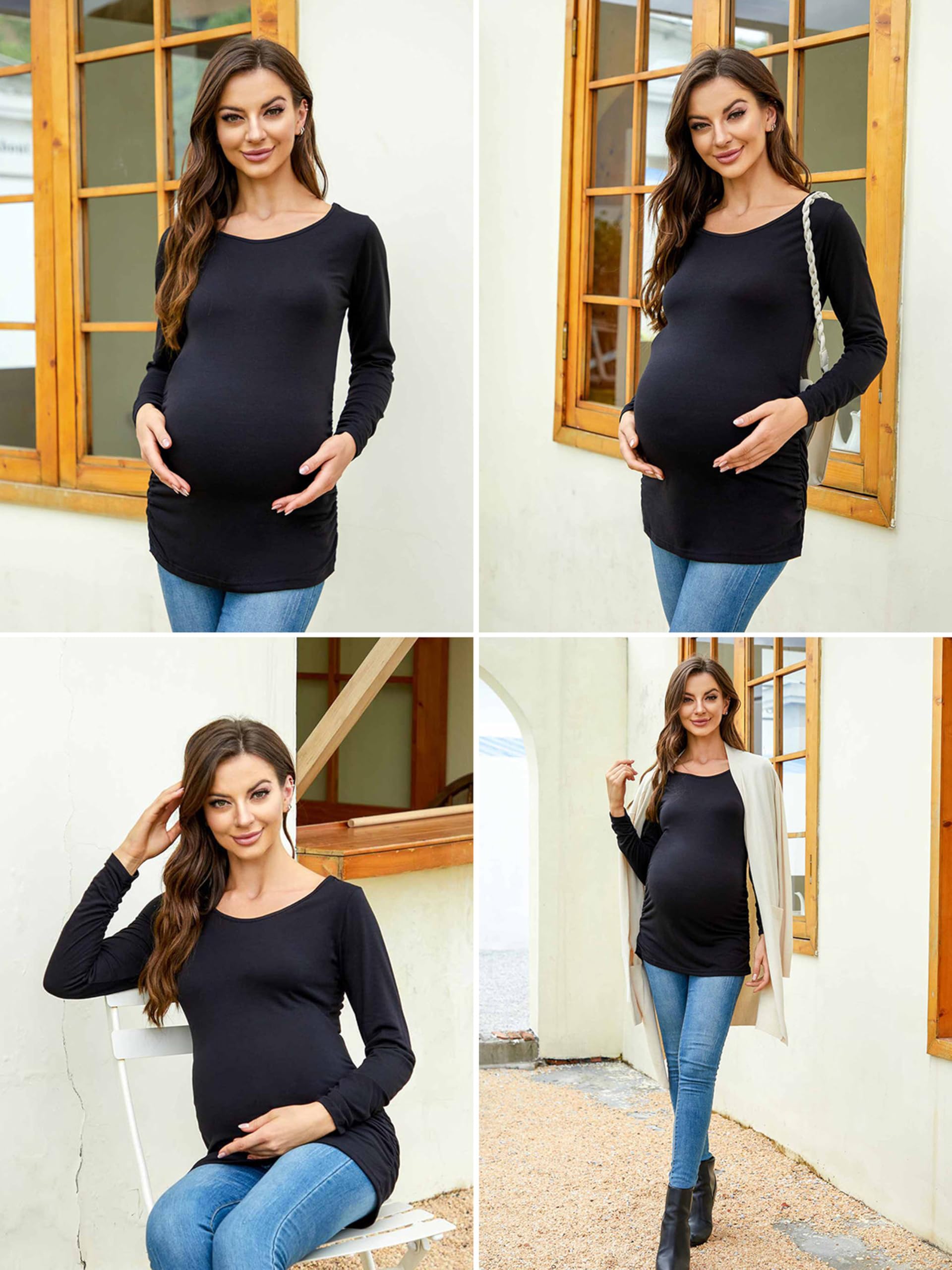 Ropa de maternidad para mujer, manga larga, paquete de 3 unidades