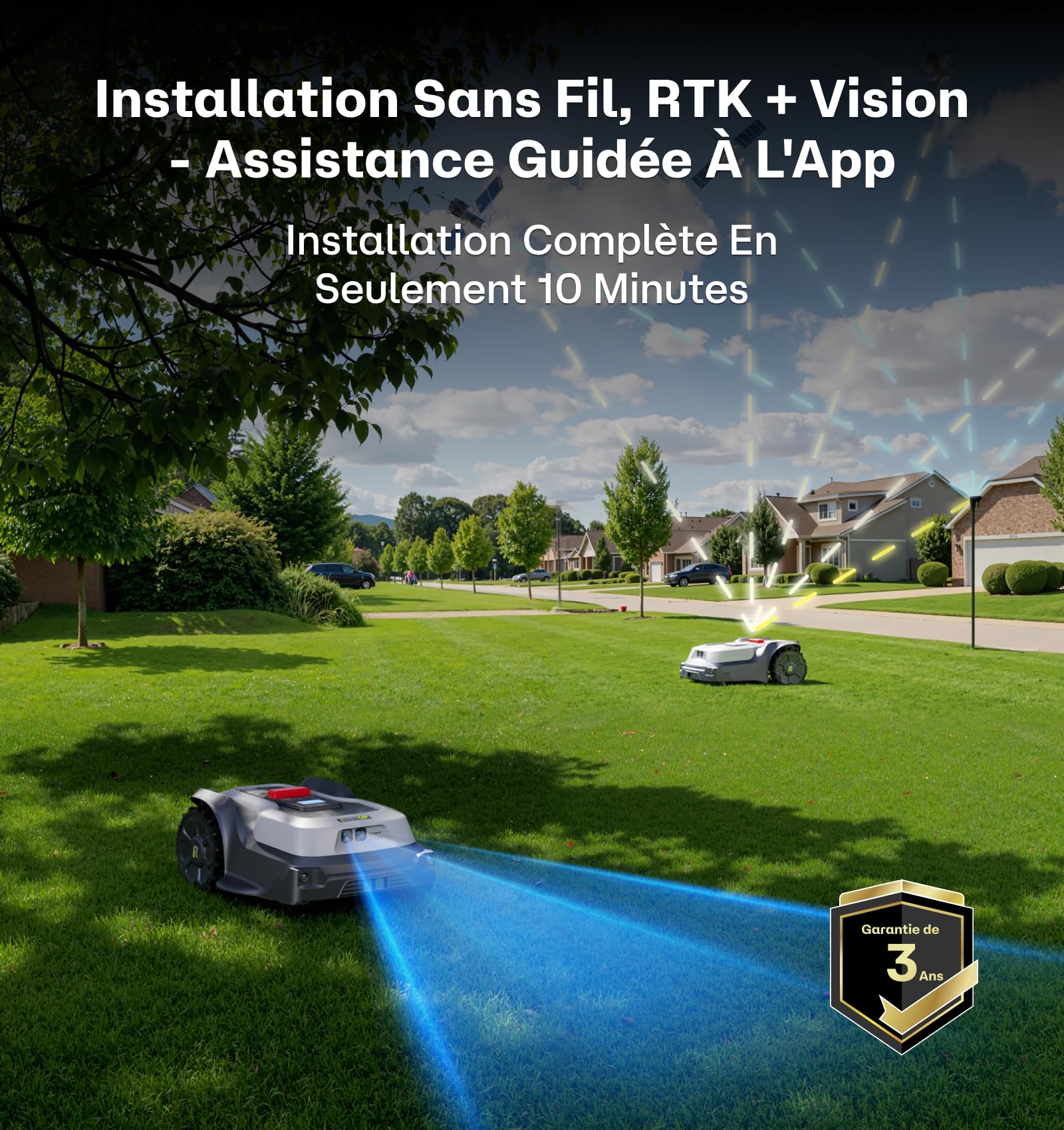 Robot Tondeuse sans Fil T600-800㎡, RTK+IA Robot Tondeuse