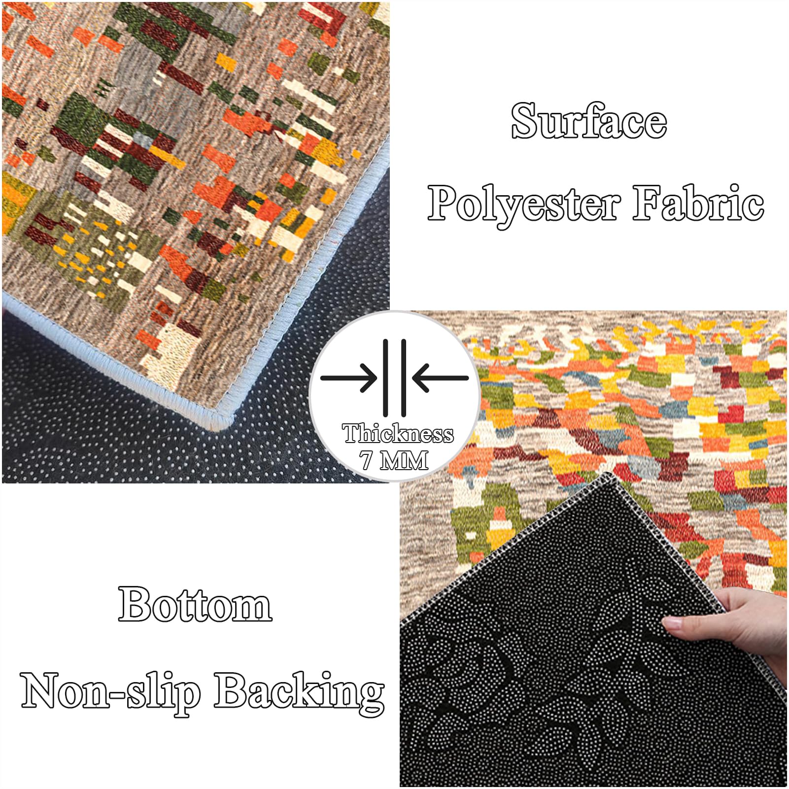 Tapis de Cuisine Lavable Tapis de Passage Couloir Antidérapant Tapis de Cuisine Devant Evier 50 x 180 cm Tapis Entree Interieur Long paillasson Tapis de Chambre Salon Tapis de Sol pour Cuisine