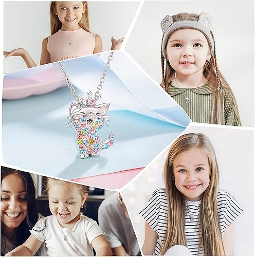 Miniatura 2 de Lanqueen - Collar con colgante de gato, joyería para mujeres y niñas, amantes de los gatos, collar con 18 + 2.4 pulgadas de cadena