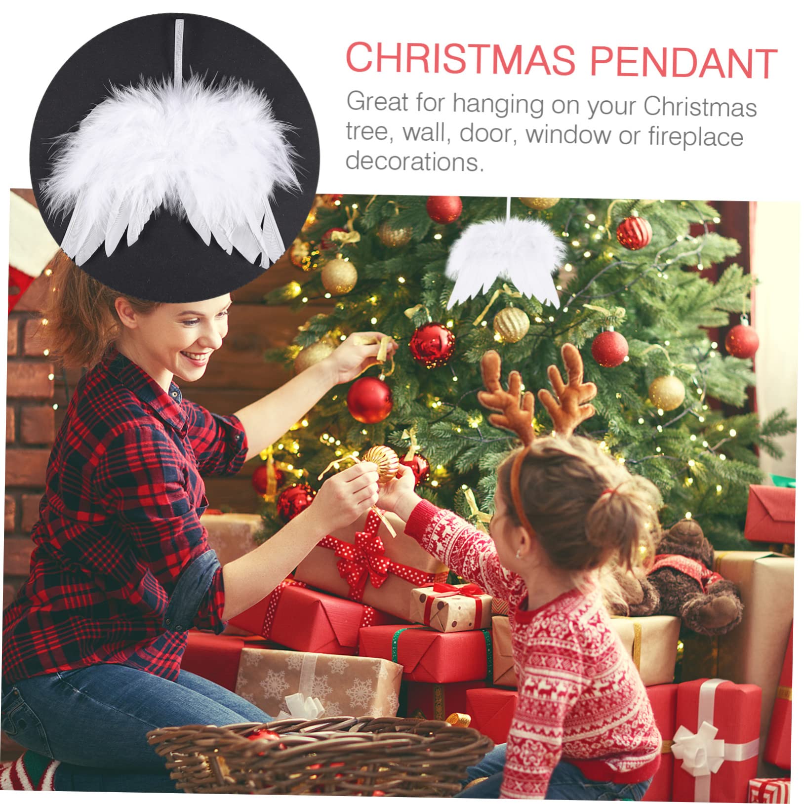 Decoración De Alas De Ángel Colgantes Navideños 24 Unidades Adornos para Árboles De Navidad