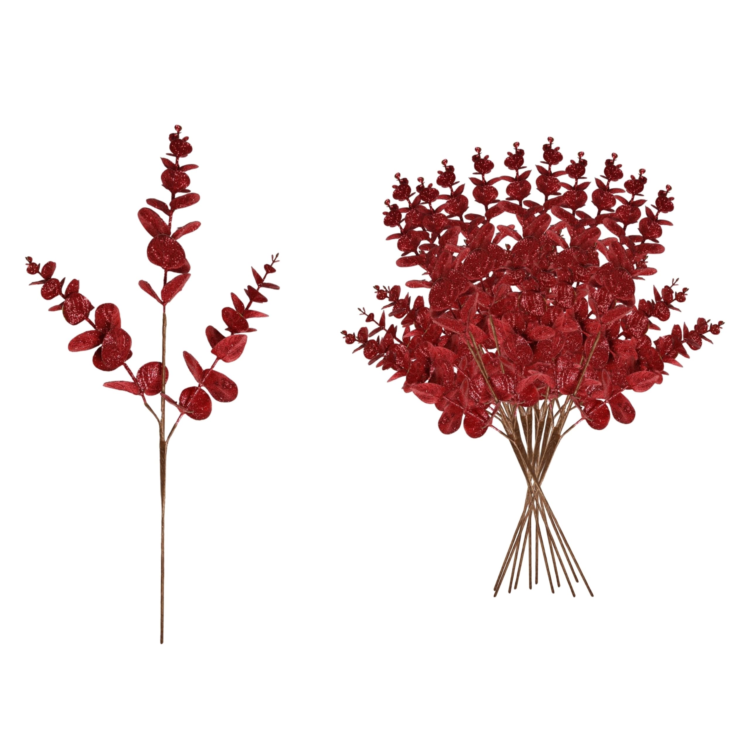 SHATCHI Albero di Natale con steli di eucalipto, picconi artificiali, 55 cm