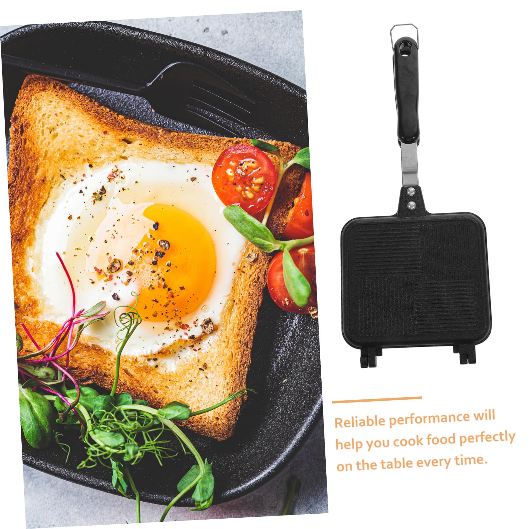 Baluue Sandwichera Desmontable de Aluminio Negro, Doble Cara y Uso como 2 Sartenes, para Sándwiches y Waffles Cocina