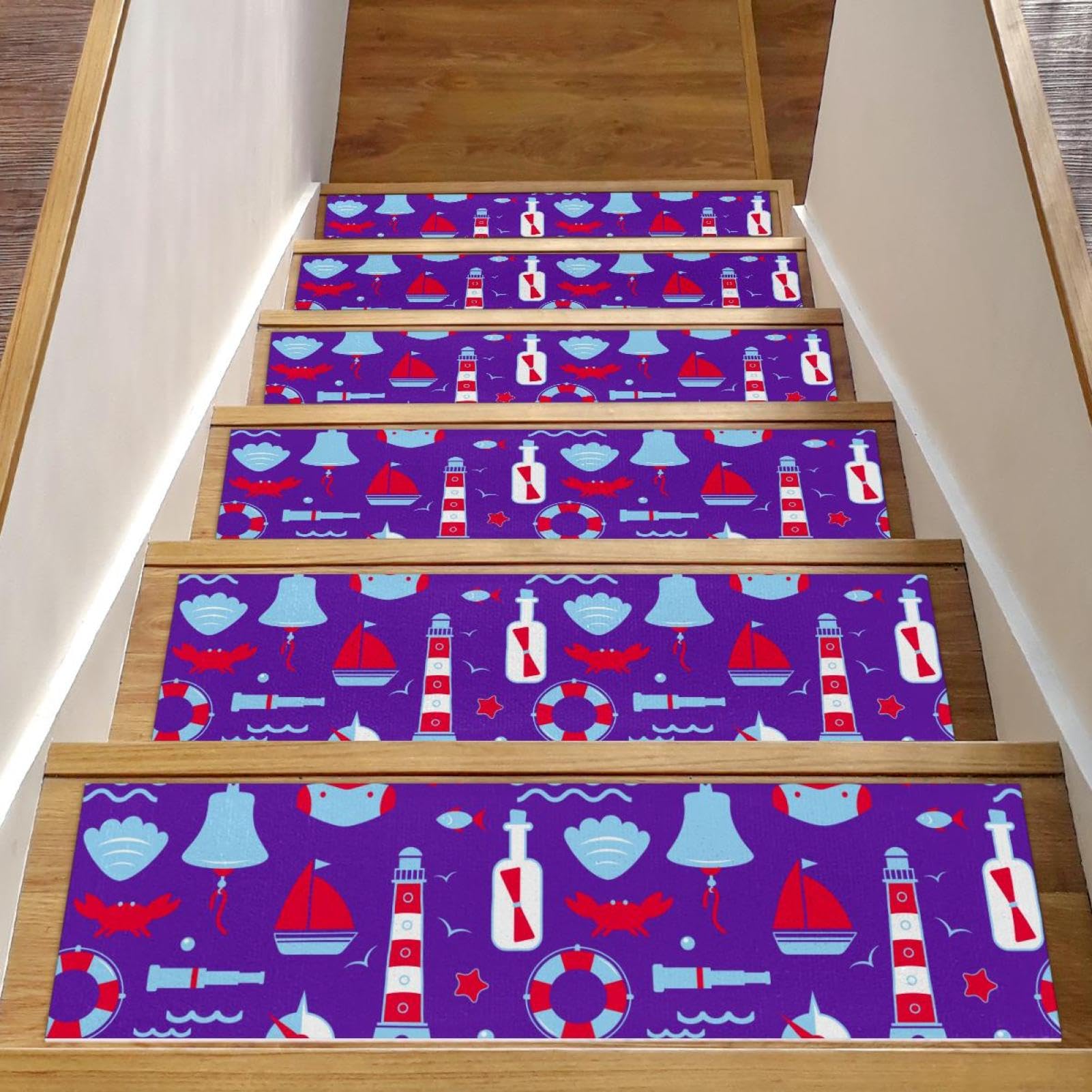 Peldaños de escalera de 8 x 30 pulgadas alfombras antideslizantes escalones madera interior