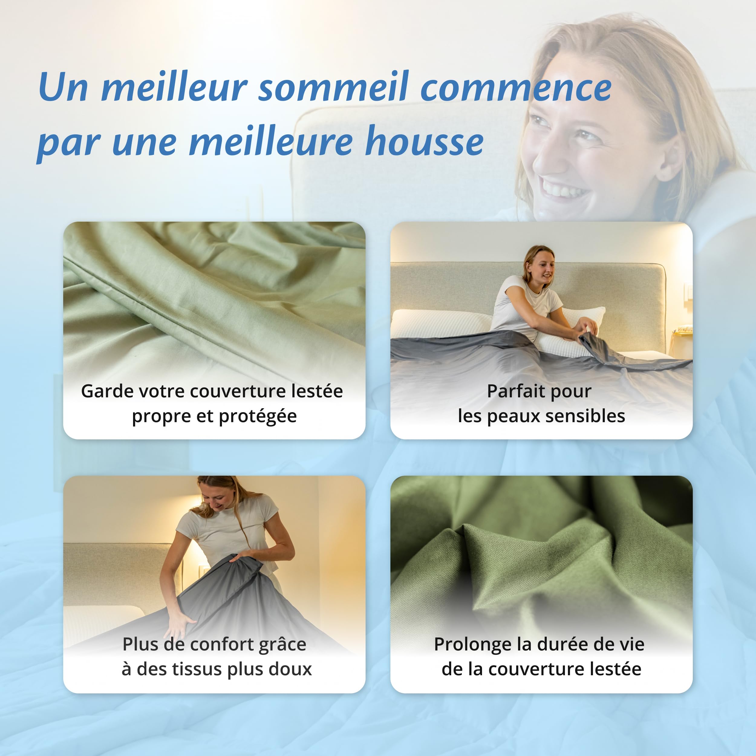Ella Housse de Couette 150x200 cm pour Couverture Lestée Adulte - 100% Coton - Idéale pour couvertures pondérées de 7 kg et 9 kg - Gris Anthracite