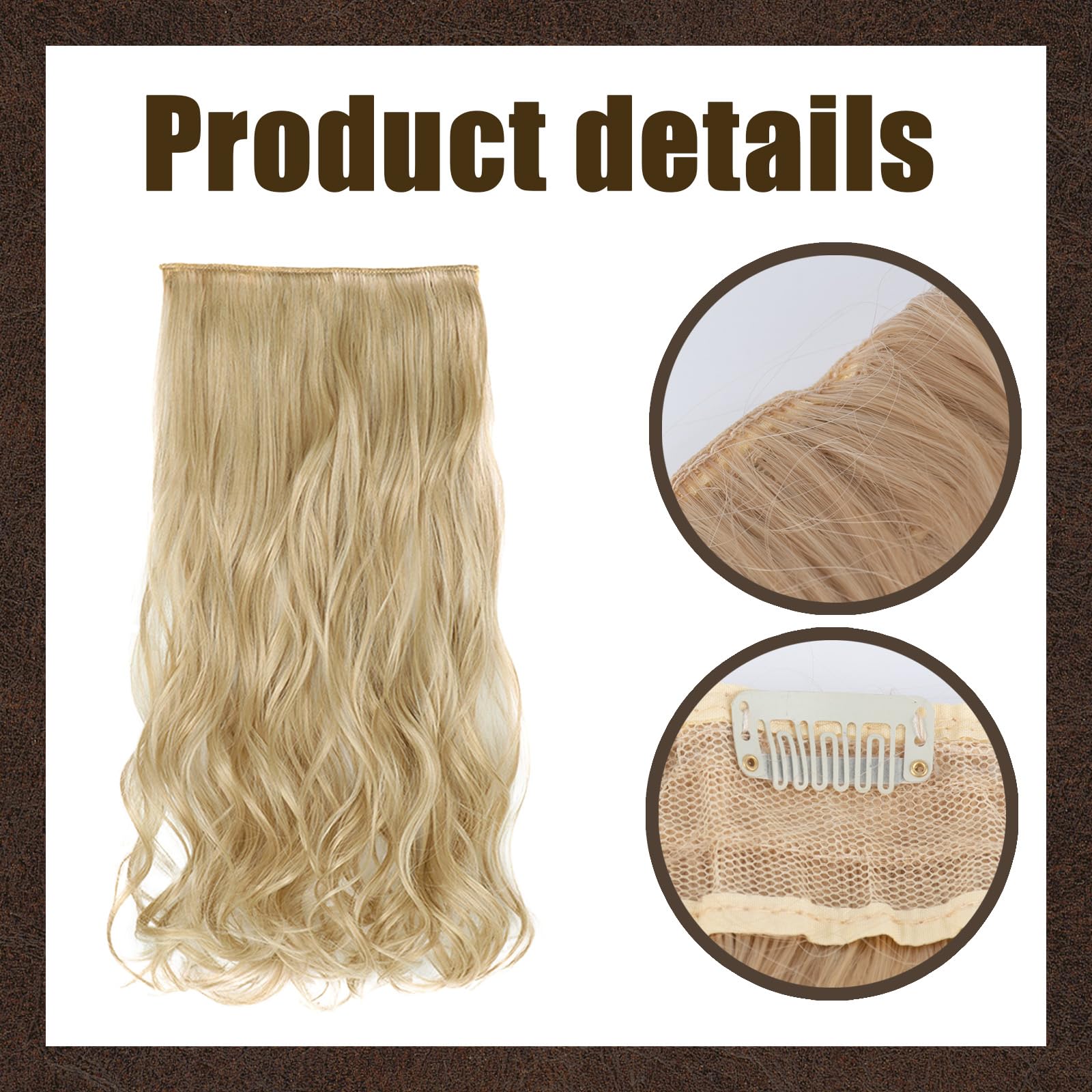 AYNKH 1 PCS Invisible Wire Hair Extension Light Blonde with Golden Highlights - Image 3