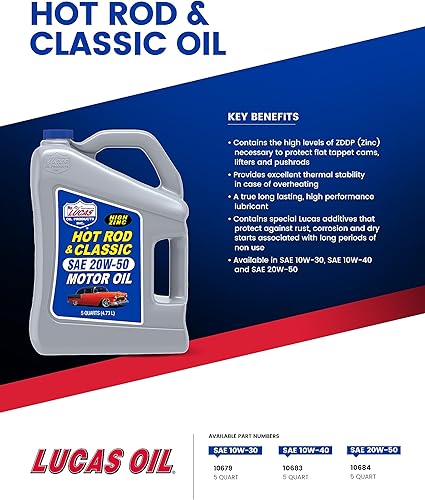 Miniatura 4 de Lucas Oil 10684 - Aceite 20W-50, jarra de 5 cuartos de galón