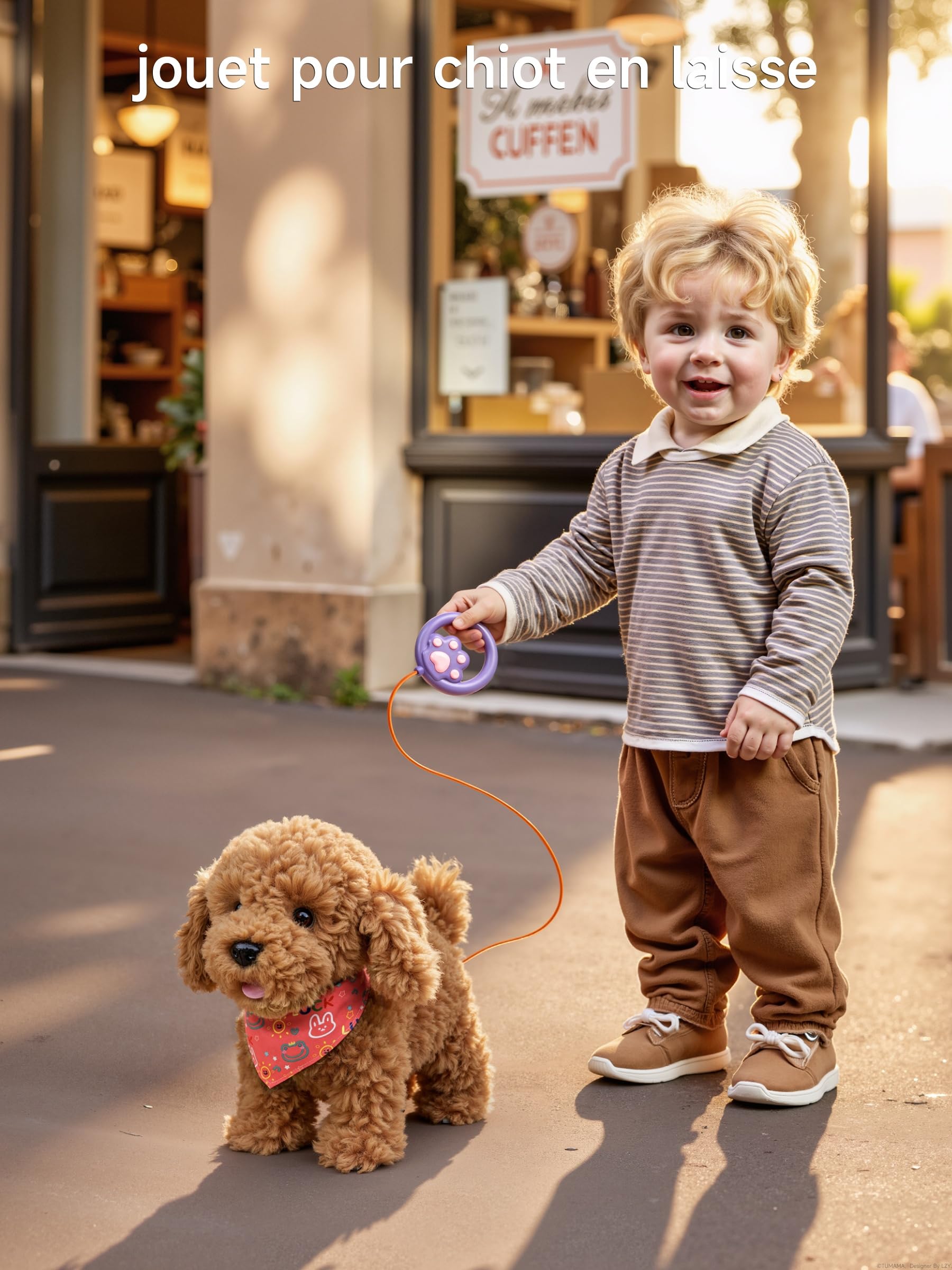 TUMAMA KIDS Jouet interactif pour chien pour enfants, chien qui coure, avec télécommande, laisse qui marche et aboiement, jouet pour chien pour enfants de 2, 3, 5, 6 ans