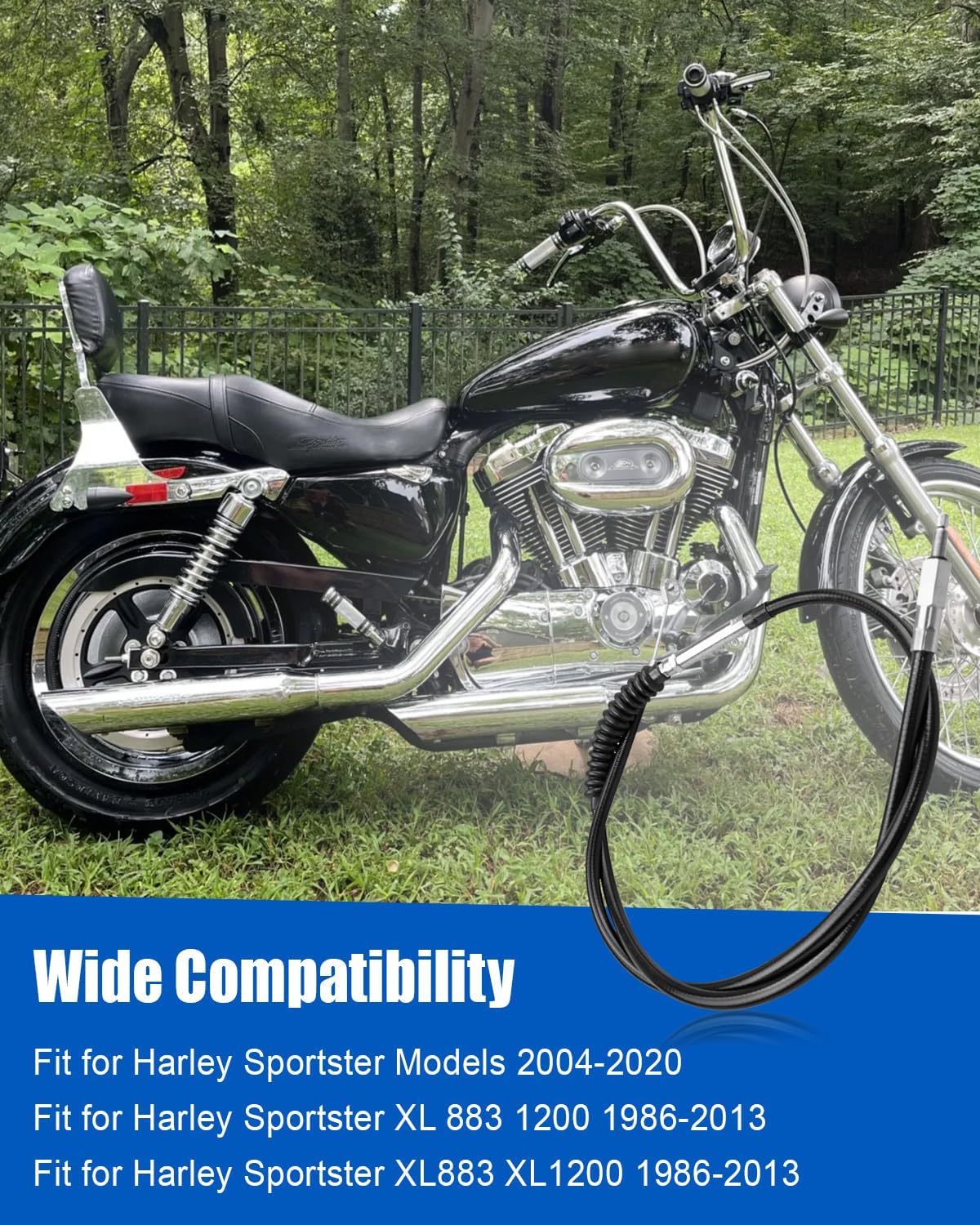 55" Clutch Cable Wire Fit for Harley Sportster XL 883 1200 Sportster Models 1986-2020, 140cm Stainless Steel Braided Motorcycle Cable