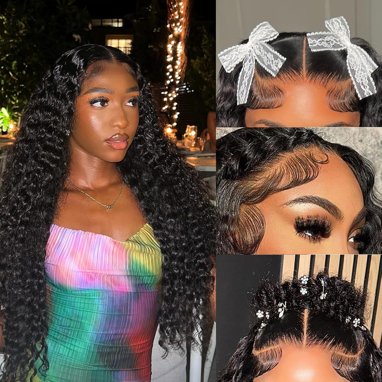 32 Inch Glueless Wigs Human Hair Pre Plucked Pre Cut 5x5 HD Lace Closure Wigs 180% Density Deep Wave Lace Front Wigs Human Hair With Baby Hair Wigs for Women Natural Black