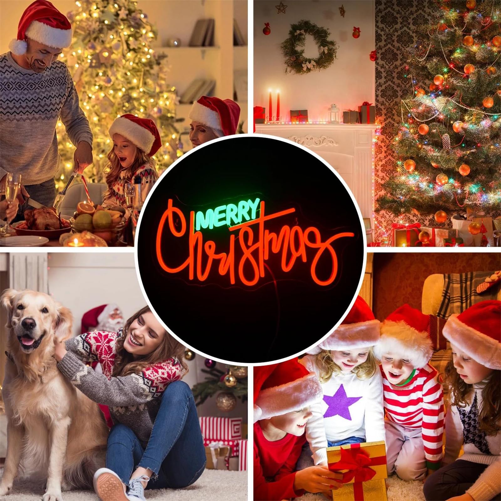 Letrero neón Feliz Navidad, Letrero led Rojo y Verde para decoración de Pared, letreros Luces neón Feliz Navidad para Fiesta Navidad, Bar, hogar, luz de neón led de Navidad
