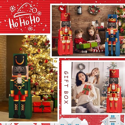 Miniatura 6 de Teling 12 cajas de regalo de Navidad apilables de Navidad, caja apilable de soldado grande, cajas de regalo apilables para decoración de Navidad,