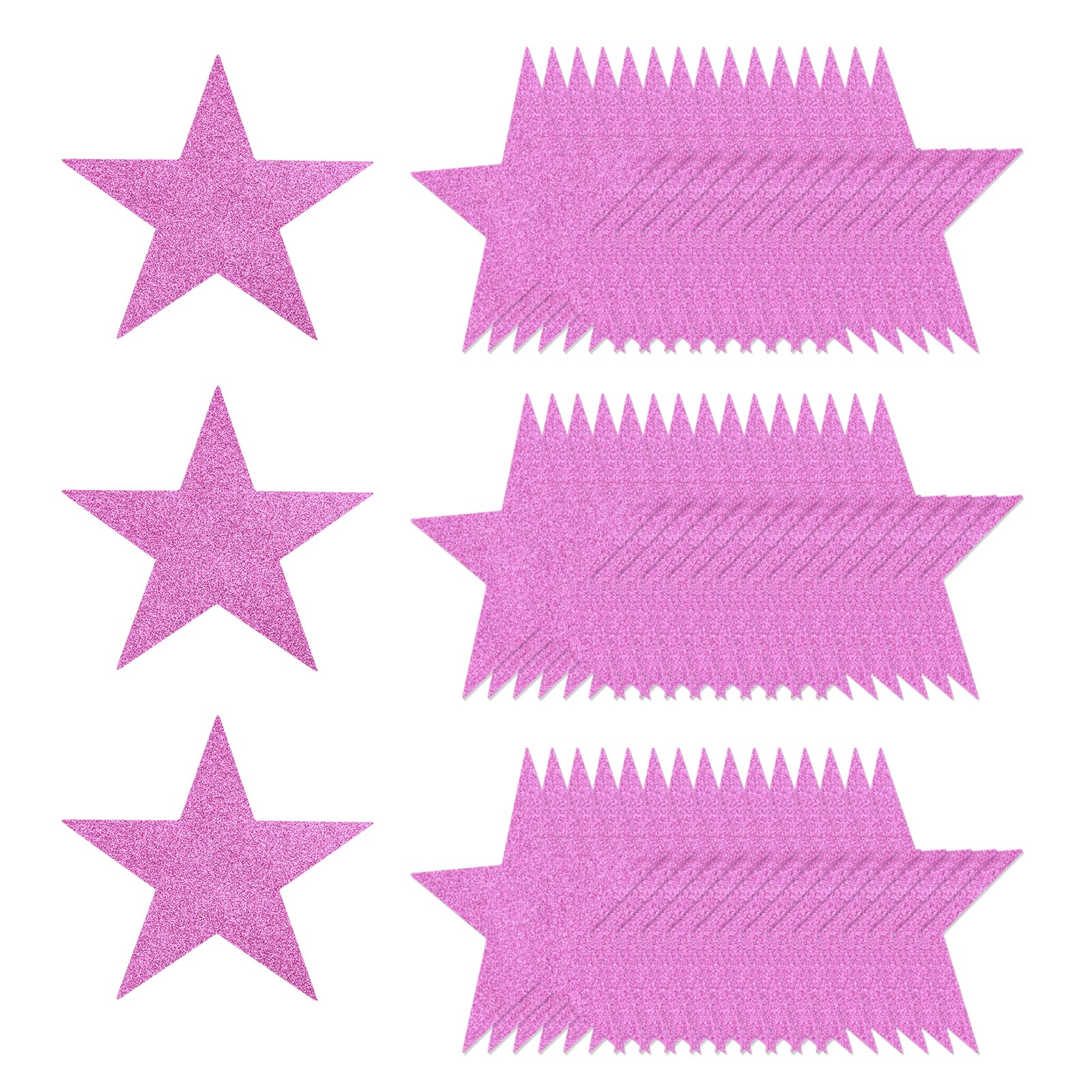 sourcing map 50 Pcs Glitter Star Cutouts, 5 Inch Star Shape Glitter Paper, Confetti Cut Outs for Bulletin Board Wall Party Decoration Supplies, Pink — image 1