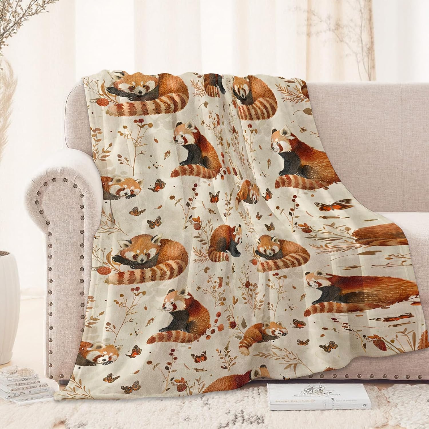 Cute Red Panda Blanket 50X60 in, Cartton Animal Design, Flannel Throw Blankets for Travel Camping Sofa Living Room Decor, Lightweight Cozy Soft Fuzzy Gifts for Women Kids Boys Girls - Image 2