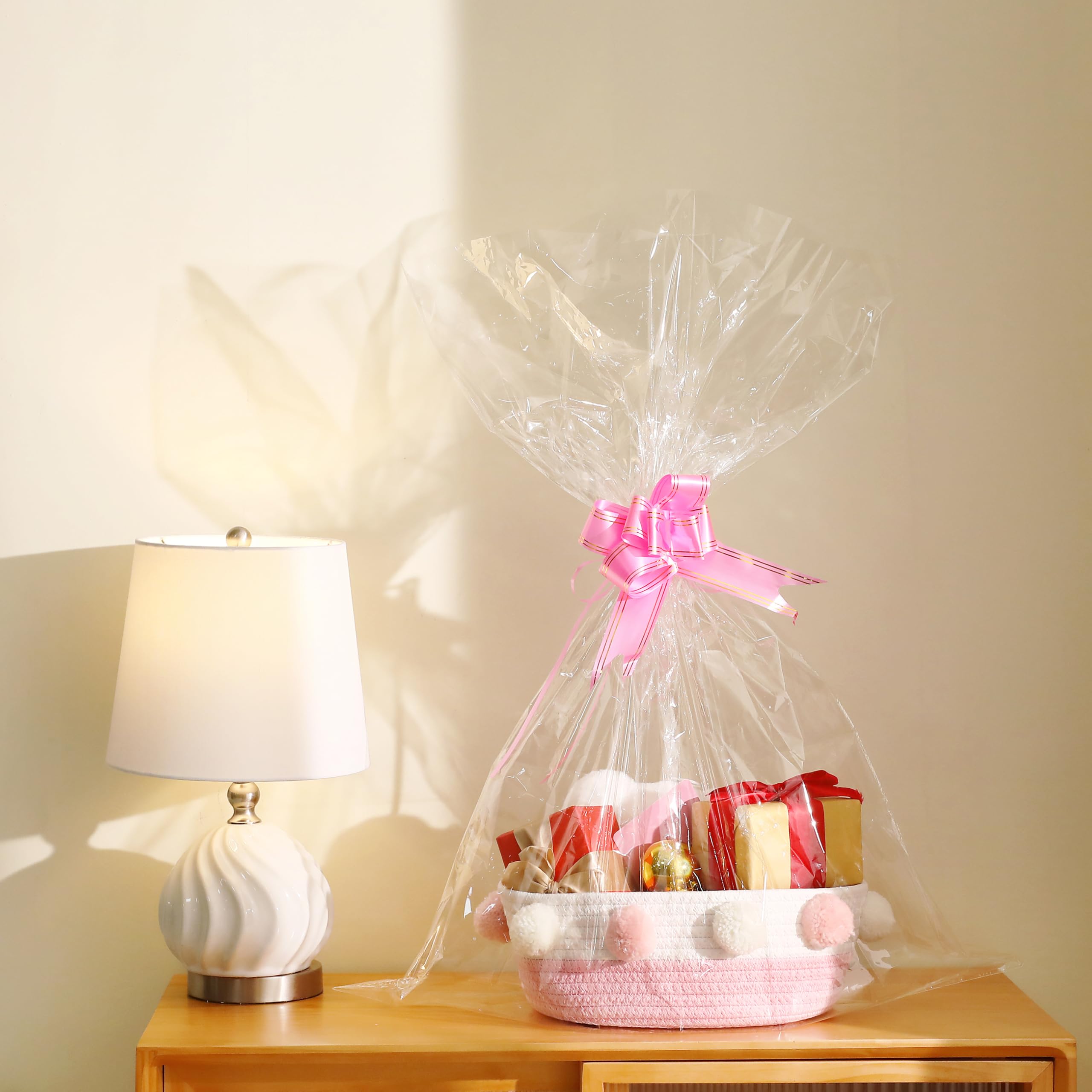 Kolldenn Blumen-Geschenkkörbe Zum Selbstbefüllen – Set Mit 12 Stück, Inkl. Tüten, Schleifen & Karten | Rosa-Violettes Blumenmuster | Ideal Für Muttertag, Weihnachten & Feiern