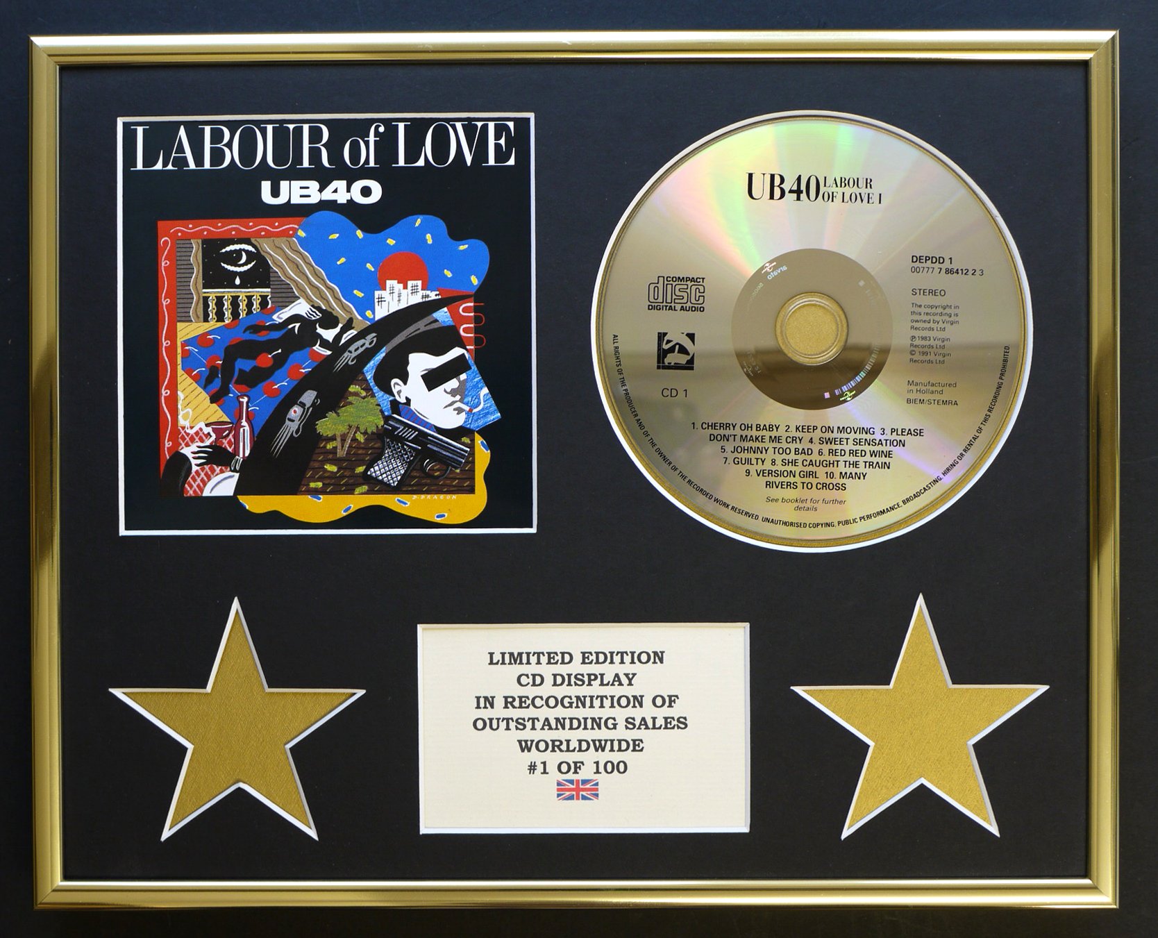 Limited Edition Cd Display Gold Ub40/Cd Display/Limited Edition/Labour Of Love