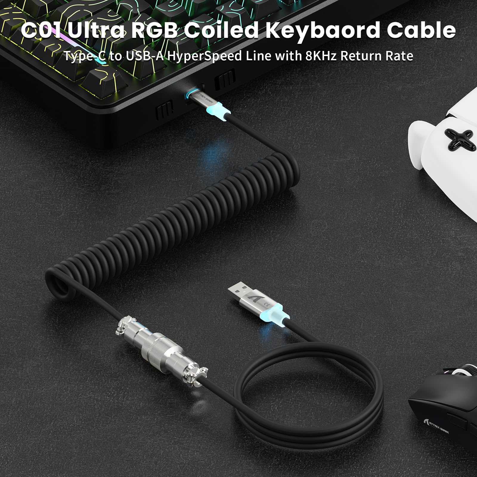 ATTACK SHARK X82PRO HE Teclado Magnético Inalámbrico 75% con Gatillo Rápido, Teclado Gaming con Cable 8000, Switches Hall Effect con Activación Ajustable, QWERTY, C01 Cable Enrollado RGB -Negro