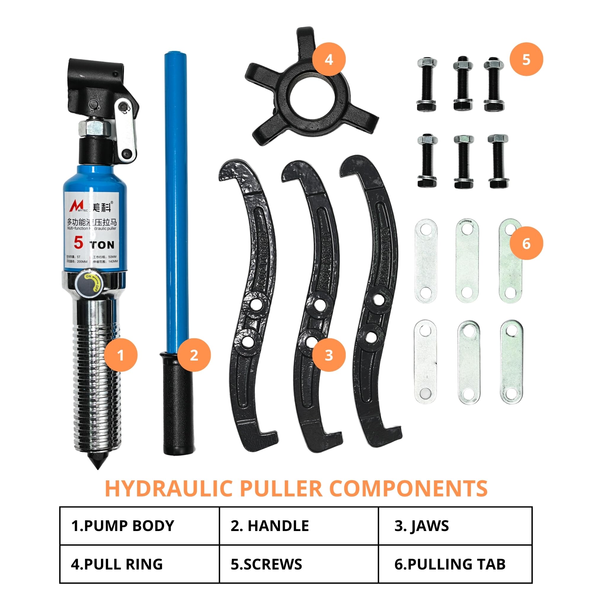 Generic 5T Hydraulic Gear Puller Set, 2-Jaw 3-Jaw Pulley Puller, Bearing Puller Kit, Adjustable Pulling Length, Hub Puller, Bearing Separator, Brake Drum Hub Rotor Sprocket Car Axle Puller