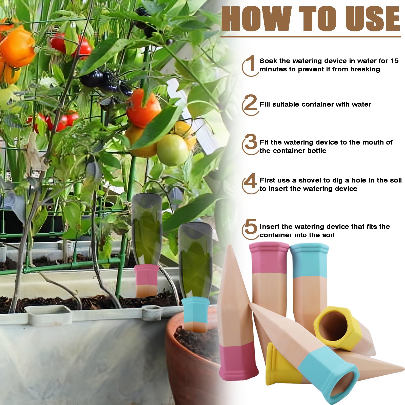Lot de 6 Oyas A Planter Terre Cuite, Arrosage Goutte à Goutte Ollas Terre Cuite, Système d'Irrigation Arrosage Automatique et Ecologique pour Plante d'Intérieur et d'Extérieur en Vacances
