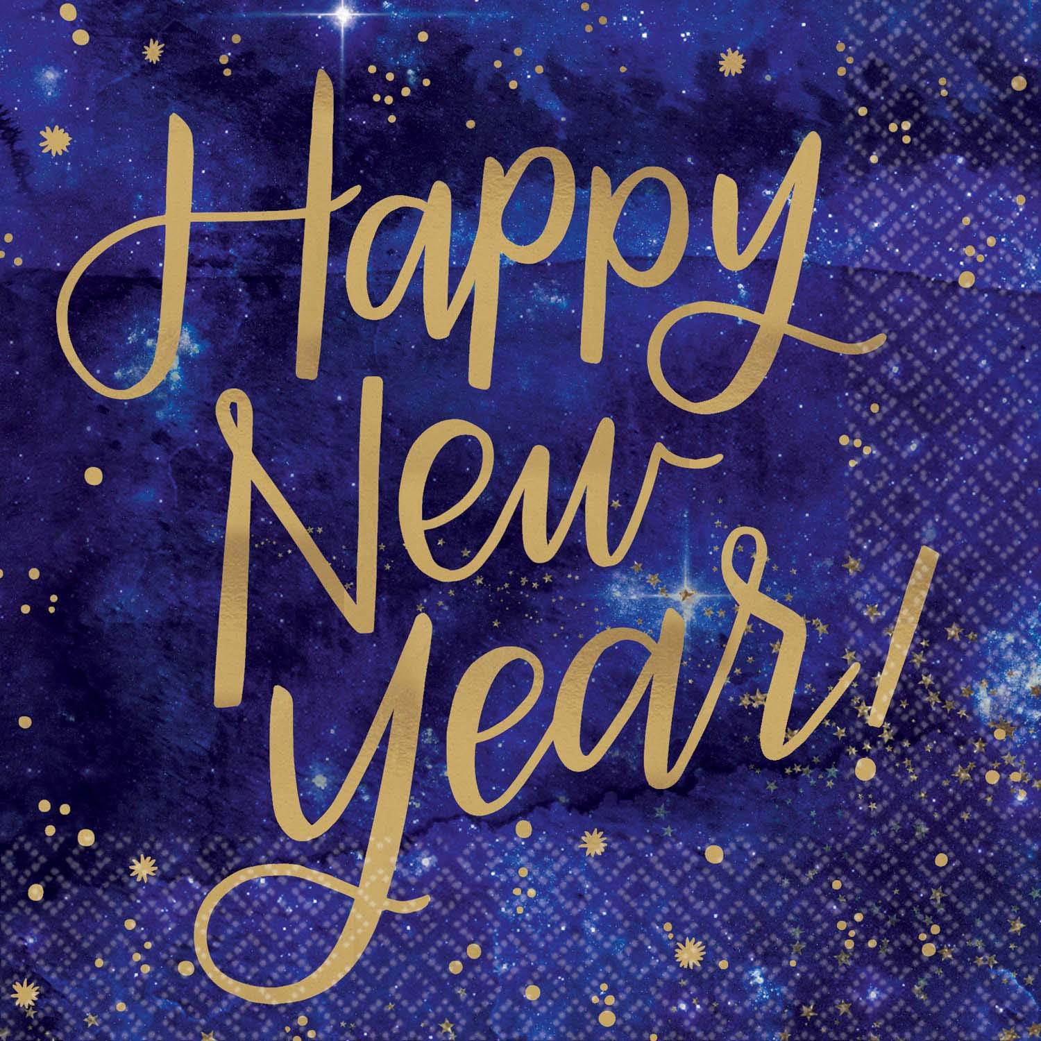 Midnight "Happy New Year!" Beverage Napkins, 5" x 5", 16 Ct.