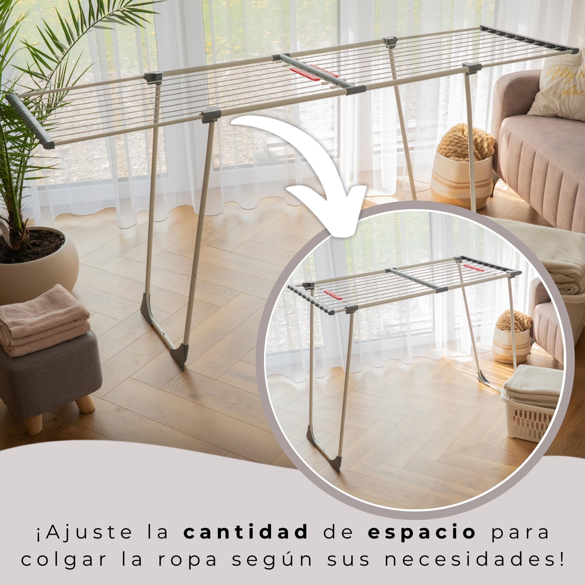 SPRINGOS - Tendedero telescópico Plegable Extensible hasta 20 m para Ropa en el hogar
