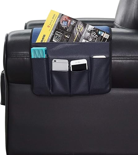 Miniatura 4 de Wanty Organizador suave de terciopelo para sofá, silla, reposabrazos para control remoto, teléfono celular, libro, lápiz (azul)