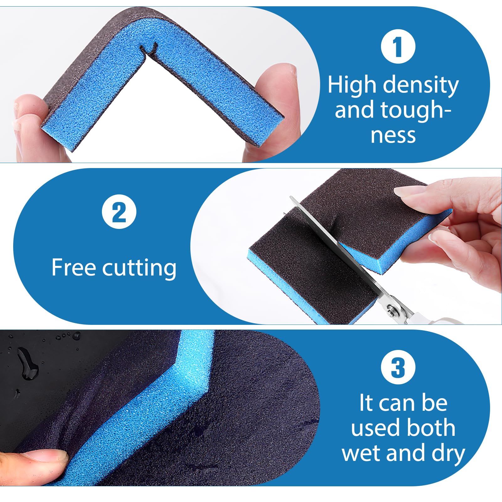 Set 16 Spugne Abrasive Multigrana - Per Levigare Legno, Metallo E Vernici