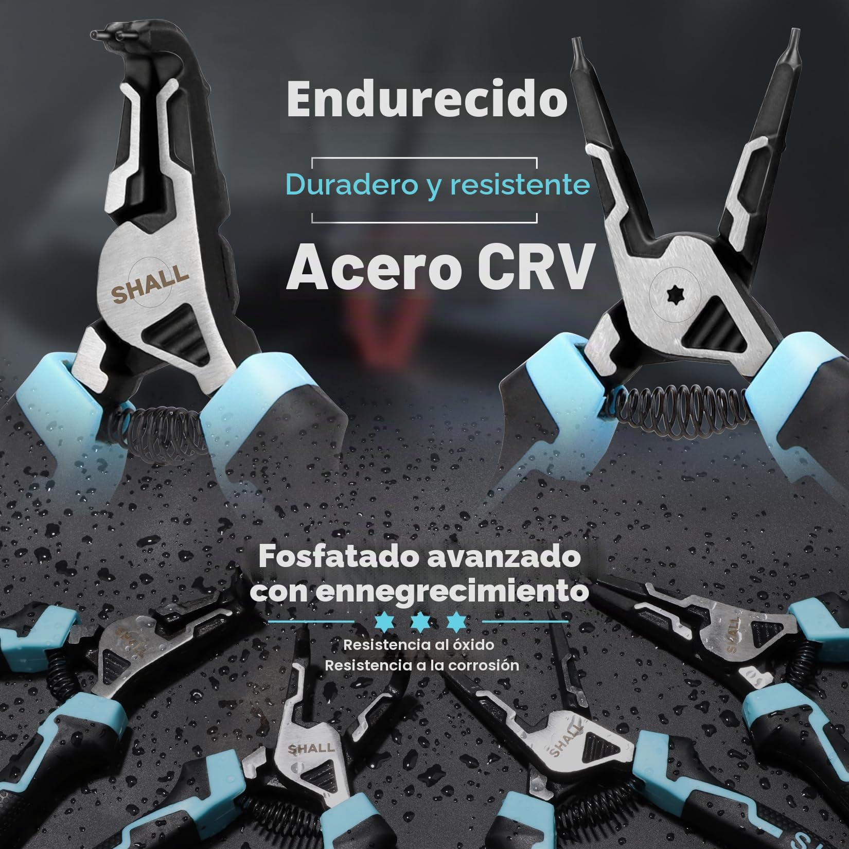SHALL Juego de Alicates para Anillos de Seguridad, 4 Piezas, 7 Pulgadas para Anillos Internos y Externos