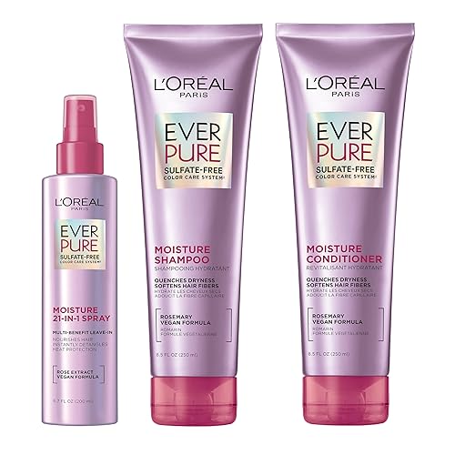 L'Oreal EverPure - Kit de champú, acondicionador y spray sin enjuague - Romero, sin sulfato, 6.8 onzas líquidas